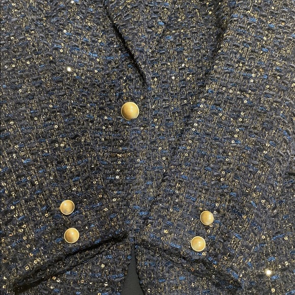 NWT L'Agence Chamberlain Sequin Tweed Blazer Jackrt In Navy - Picture 11 of 15